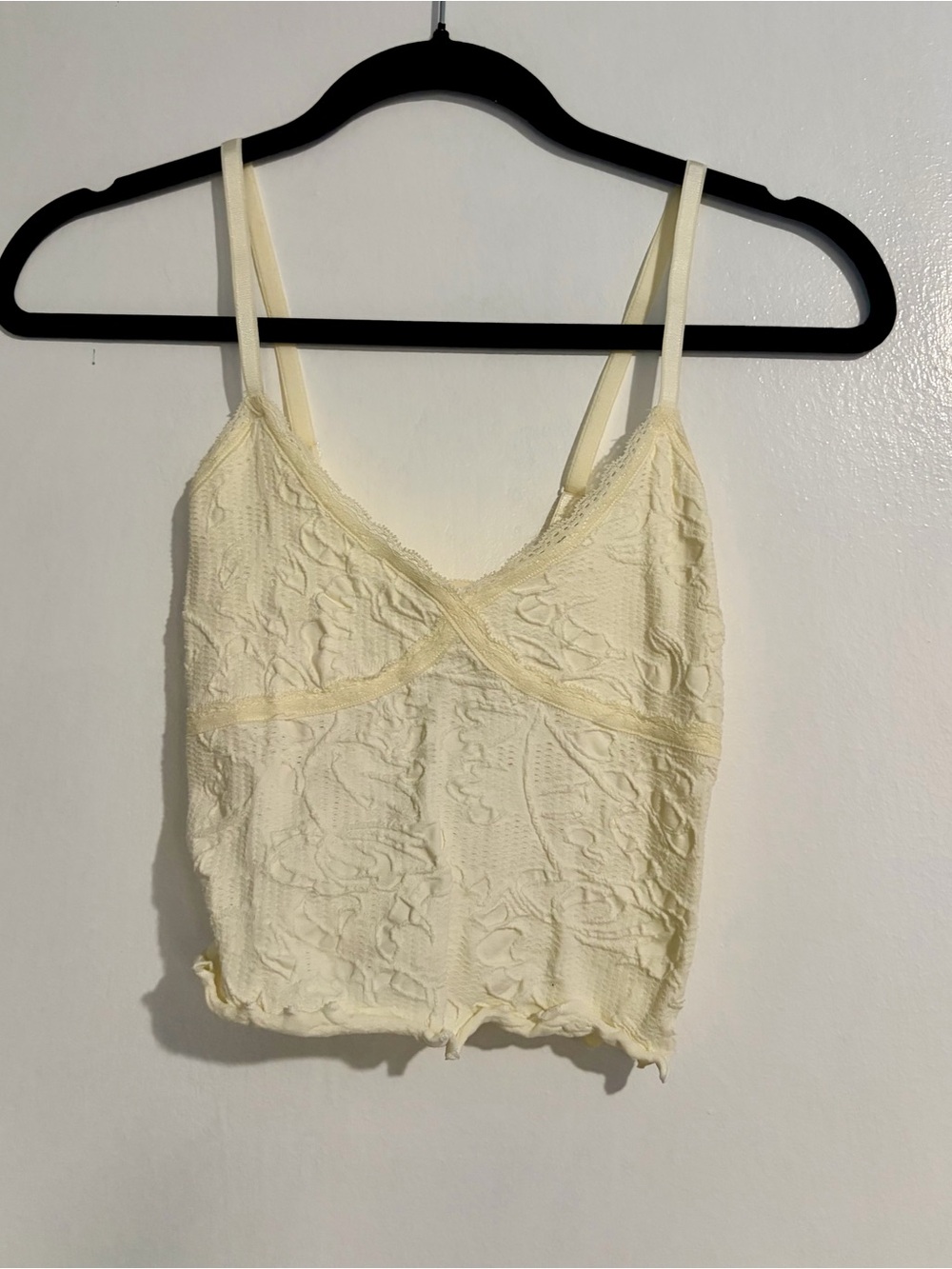 Cream Lace-Textured Cami Tank Top - Women's
